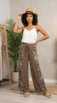 Two Toned Leopard Print Wide leg Pants