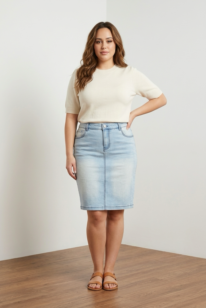 Plus Size Denim Skirt