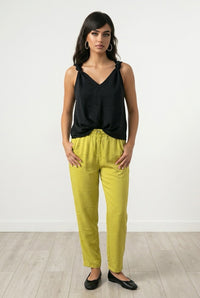 Black V Neck Knotted Shoulder Top