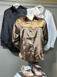 Elegant Satin Faux Silk Long Sleeve Blouse