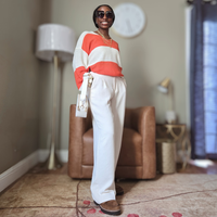 Nicole Orange V-neck Sweater