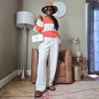 Nicole Orange V-neck Sweater