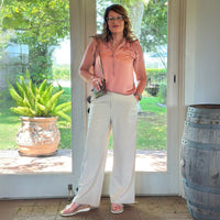 Ruffle Collared Front Tie Sleeveless Top